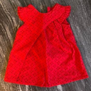 Catmini Red Eyelet baby girl dress 3 months